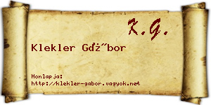 Klekler Gábor névjegykártya